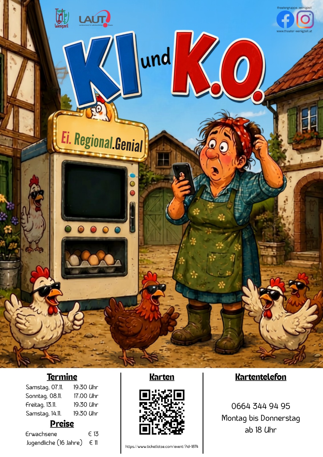Theater Wenigzell Plakat_KI und KO_2026 Die Theateraufführung Pension Schöller von Theater-Wenigzell 2024